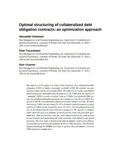 optimal collateralized debt obligation