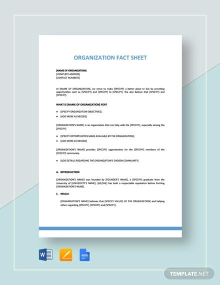 organization fact sheet template