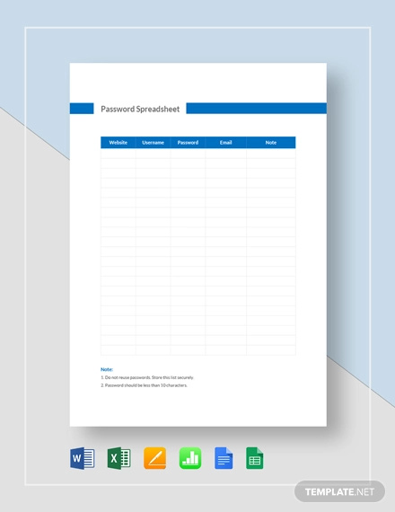 Free Password Templates And Spreadsheets Smartsheet