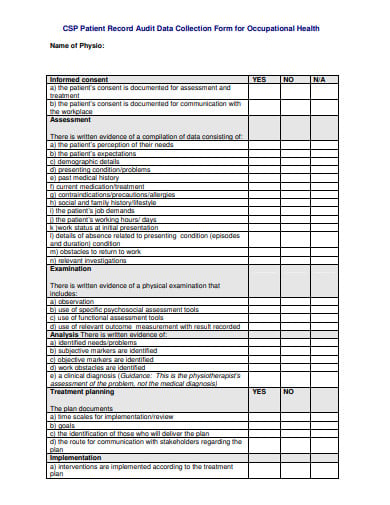 10  Medical Record Audit Form Templates in PDF
