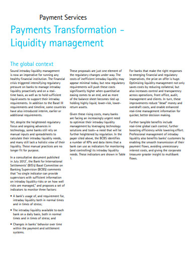 payment services transformation liquidity management
