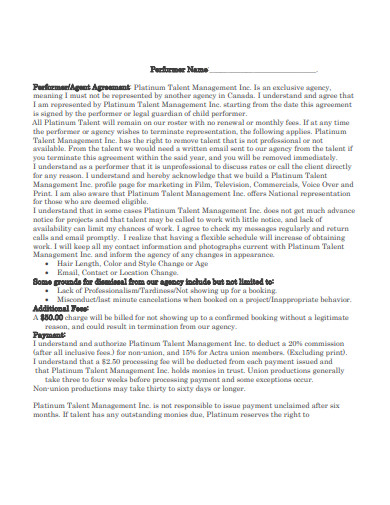 Image 2 for Talent Agency Agreement Template