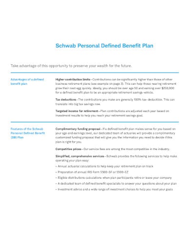 personal defined benefit plan template