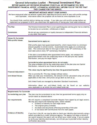 personal investment plan template