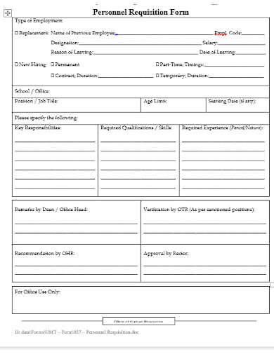personal office requisition form template