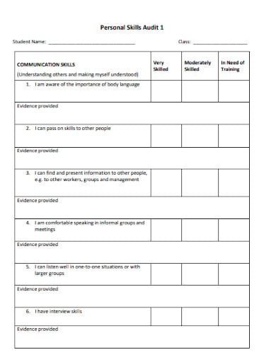 personal skills audit form