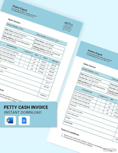 petty cash invoice template