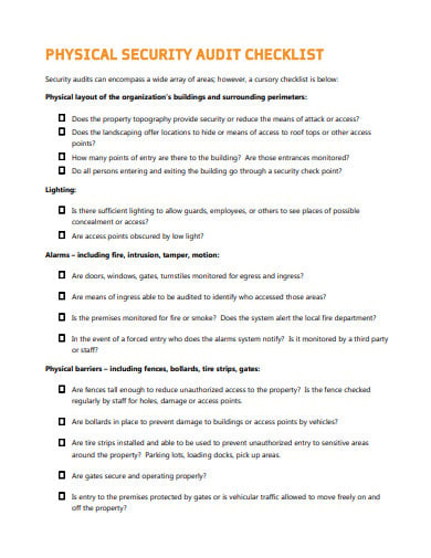 physical security audit checklist