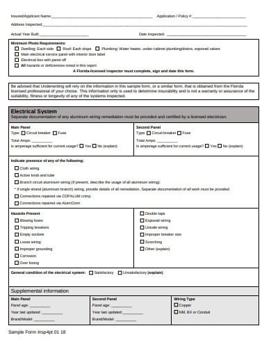 point inspection report form template