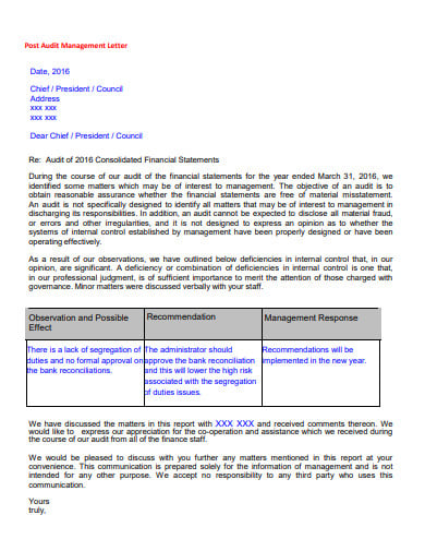 management representation letter audit template