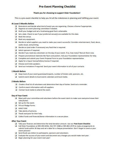 pre event planning logistics checklist template