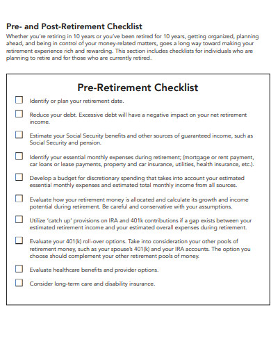 11 Retirement Checklist Templates In PDF DOC