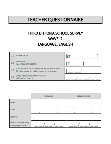 preschool teacher questionnaire template