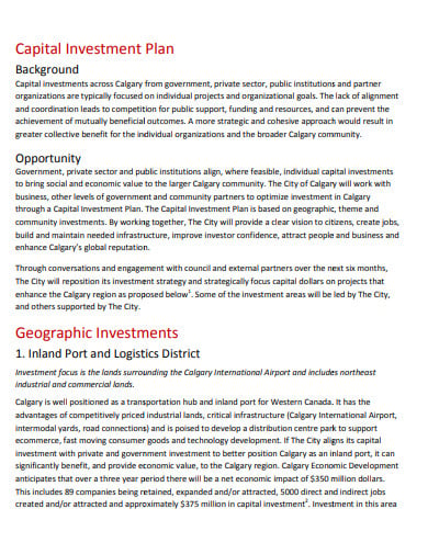 printable capital investment plan