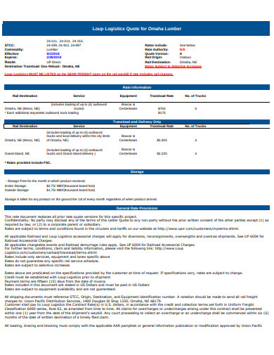 3  Logistics Quotation Templates in PDF MS Word