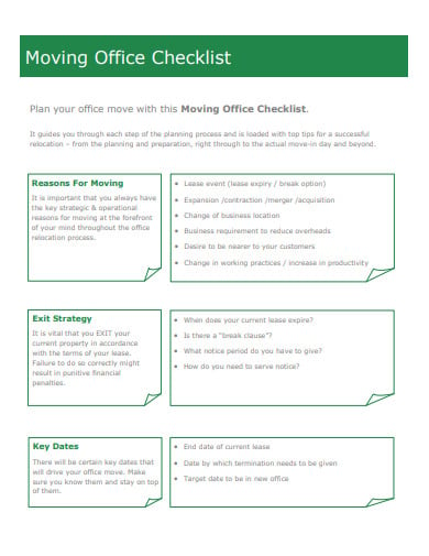 printable moving office checklist
