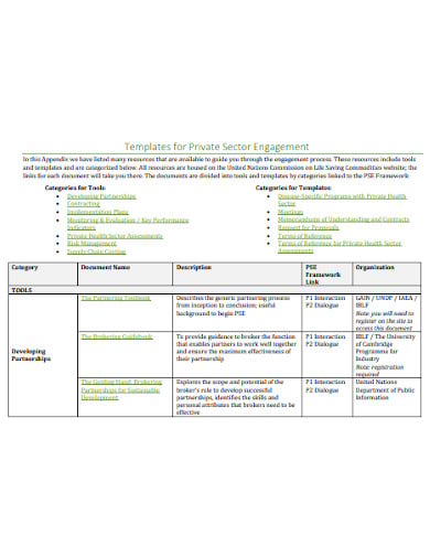 private sector engagement assessment template