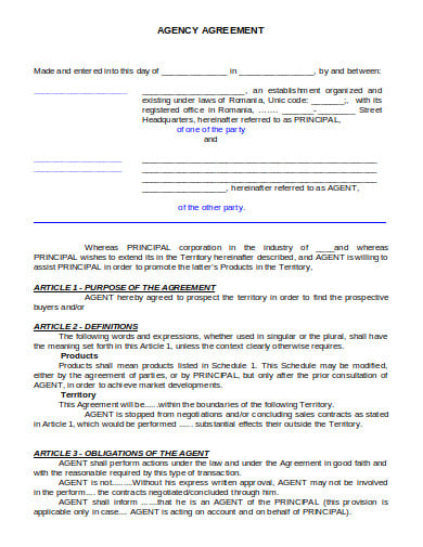 product agency agreement format