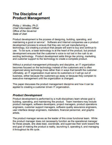 product management assignment examples