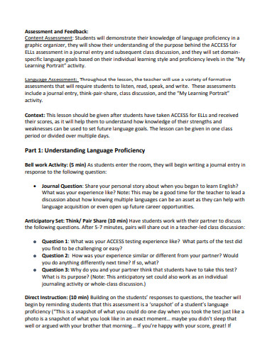 11+ Language Lesson Plan Templates in DOC | PDF