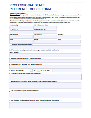 10+ Reference Check Form Templates in Google Docs | PDF | MS Word | Pages