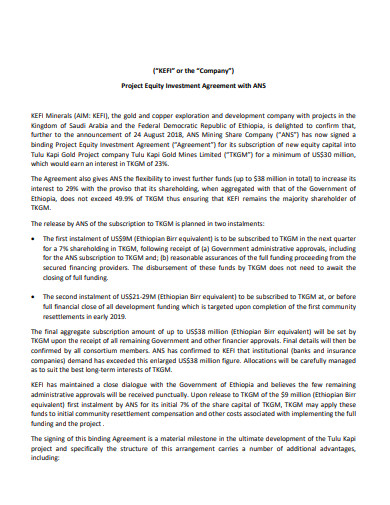 13+ Equity Investment Agreement Templates in PDF | DOC