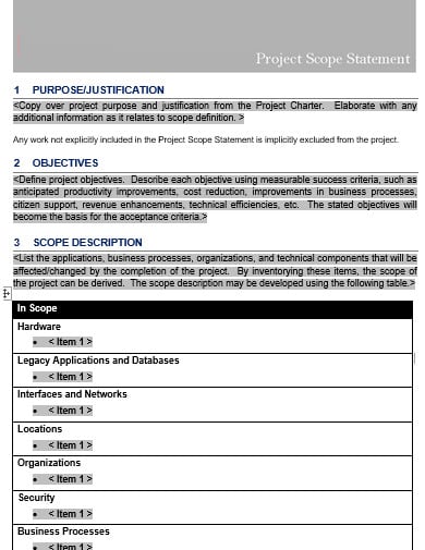 project scope statement template in doc