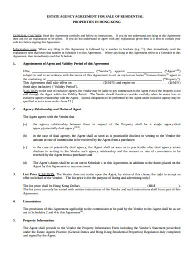 property agency agreement template