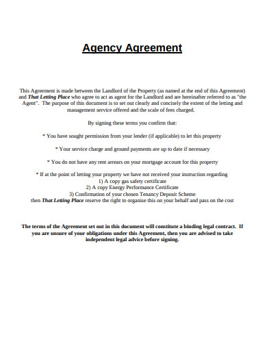 property managing agency agreement template