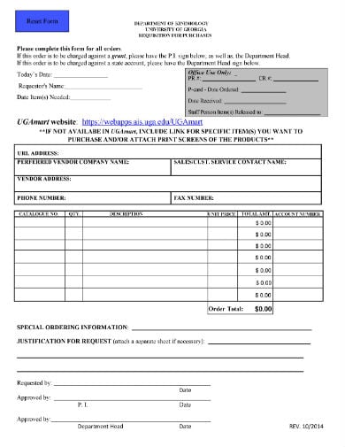 purchase requisition form