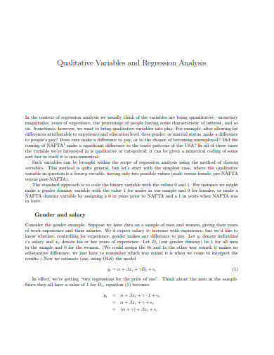 qualitative variables regression analysis template