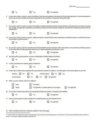 quality assessment questionnaire template