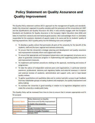 personal statement examples for quality assurance