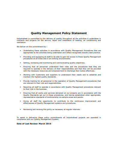 quality management policy statement
