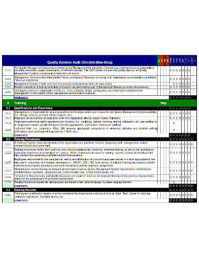 quality system it audit checklist template