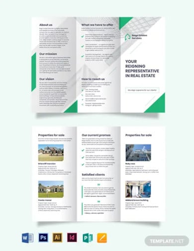real estate agent agency marketing tri fold brochure template