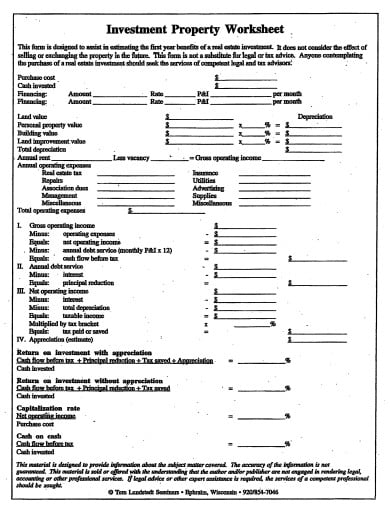 real-estate-investment-property-worksheet-template