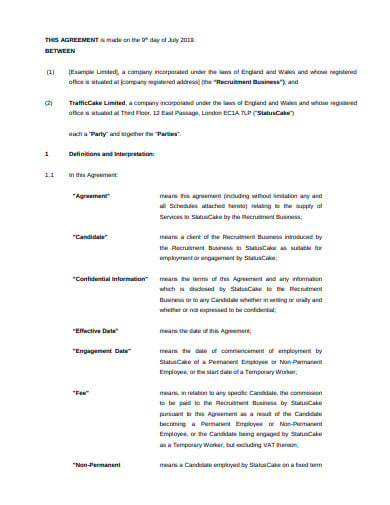 recruitment agency business service level agreement