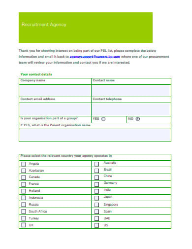 recruitment agency form template