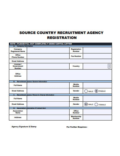 recruitment agency registration form template