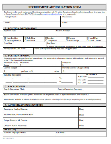 5+ Recruitment Authorisation Form Templates in PDF | MS Word | Free ...