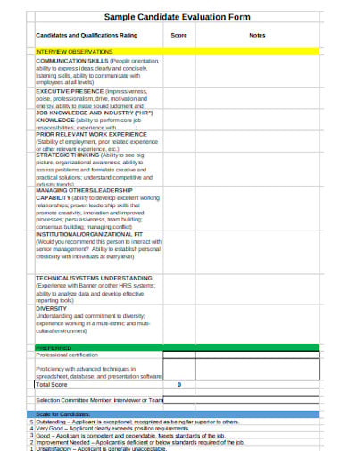 8 Recruitment Evaluation Form Templates In Ms Word Pdf 6875