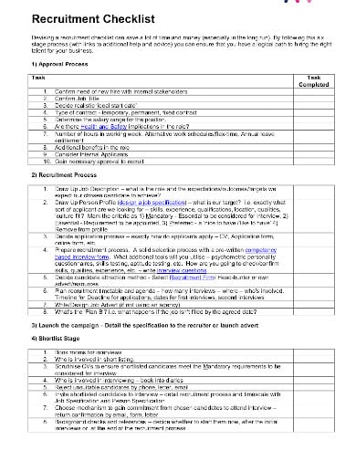 recruitment checklist example in pdf