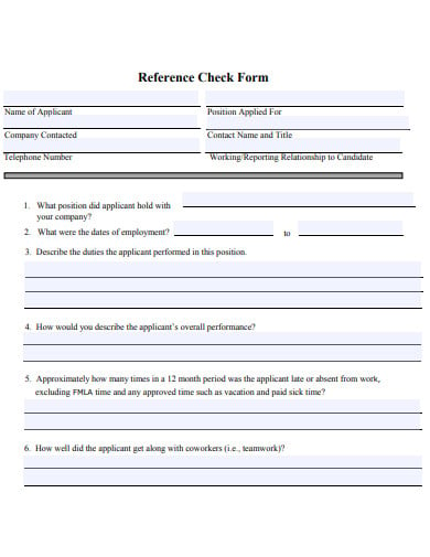 reference check form template