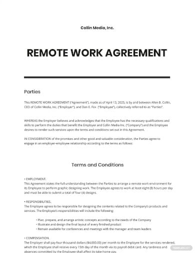 remote work agreement template