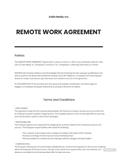 Work Agreement Template - 37+ Free Word, PDF Documents Download