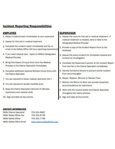 report of occupational office incident template