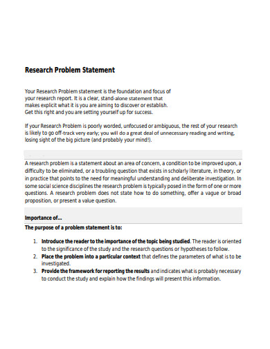 how to write statement of the problem research