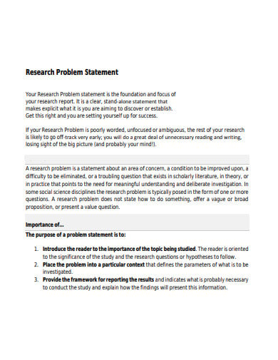 research paper on statement of the problem
