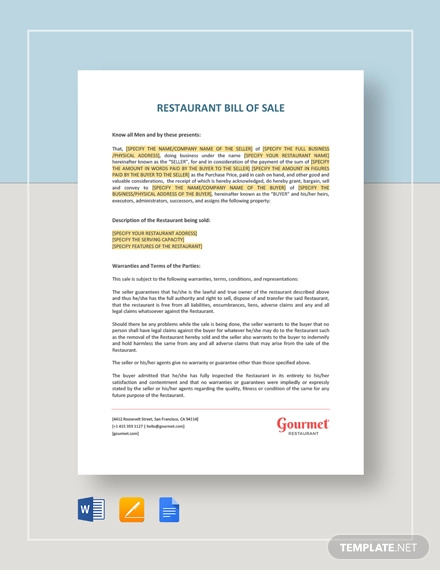 restaurant-bill-of-sale-template